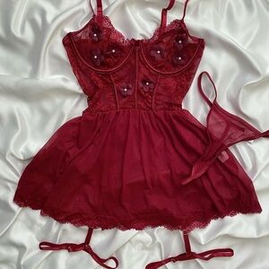 Victoria's Secret Burgundy Lace Chemise